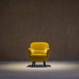 Vintage yellow velvet armchair, France 1960s