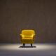 Vintage yellow velvet armchair, France 1960s