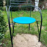 Fauteuil en métal laqué noir Lune d’Argent par Pascal Mourgue 1985