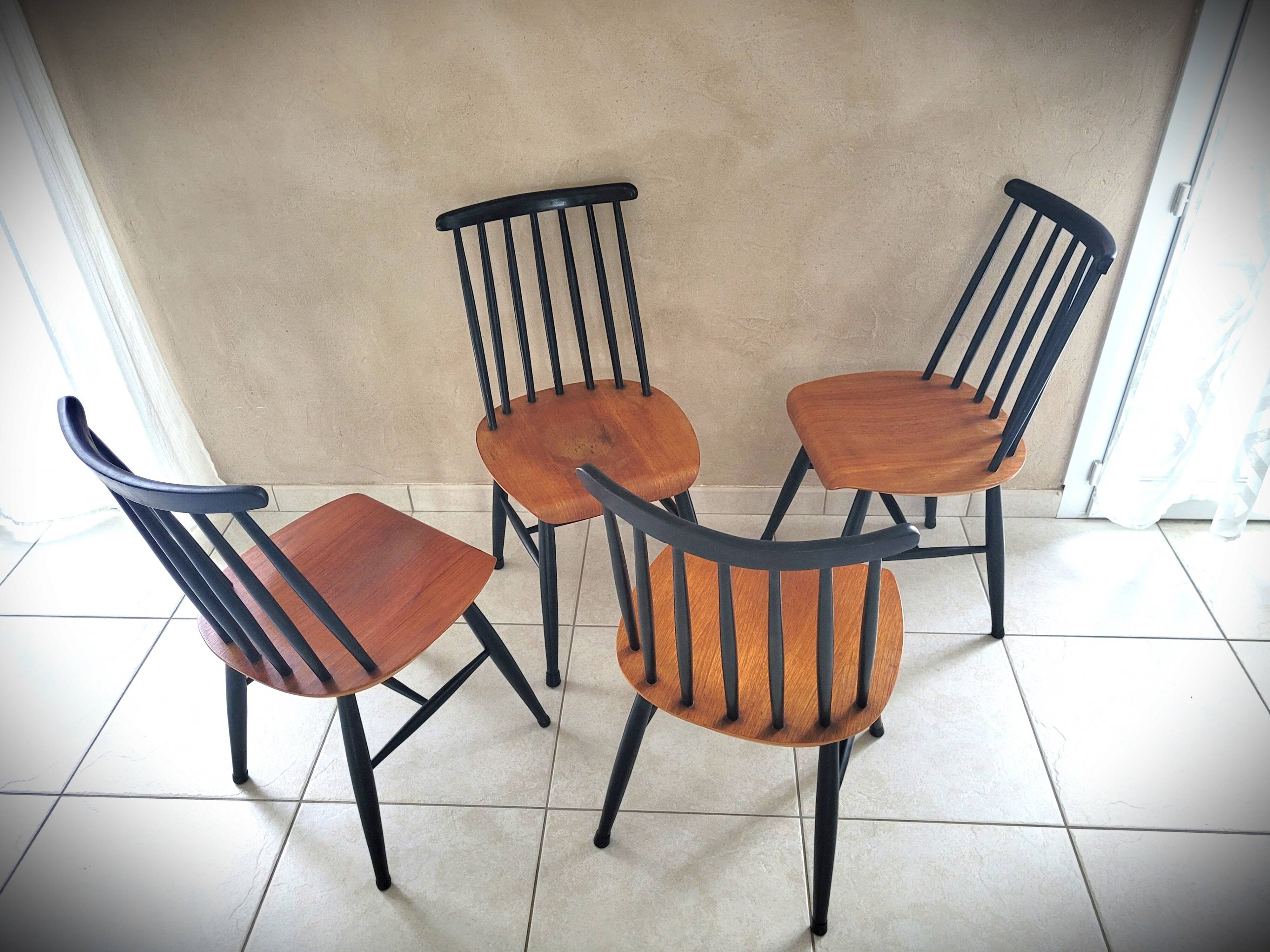 Set of 4 Scandinavian style Fanett chairs by Ilmari Tapiovaara