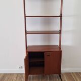 Freestanding Italian bookcase in teak and brass from the 60s