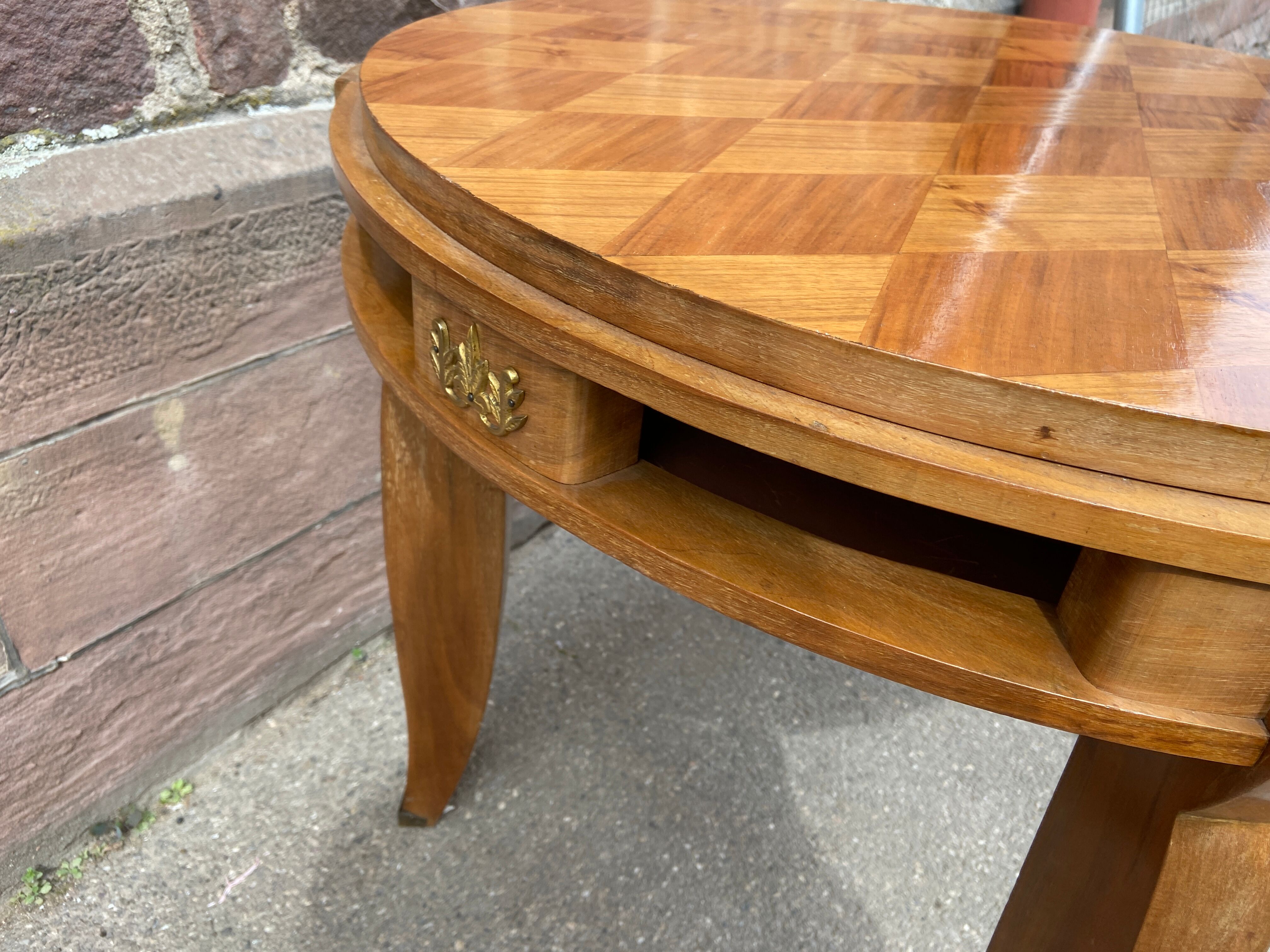 Art Deco pedestal table walnut 1950