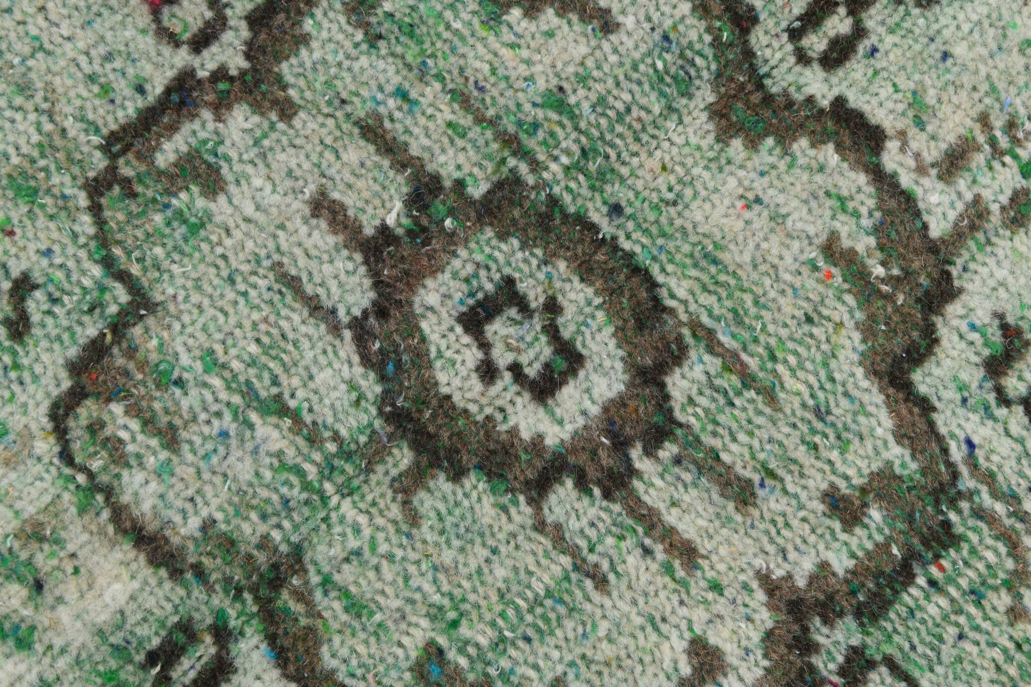 4x9 Rug For Living Room Green Oriental Turkish Vintage Rug, 135x270Cm