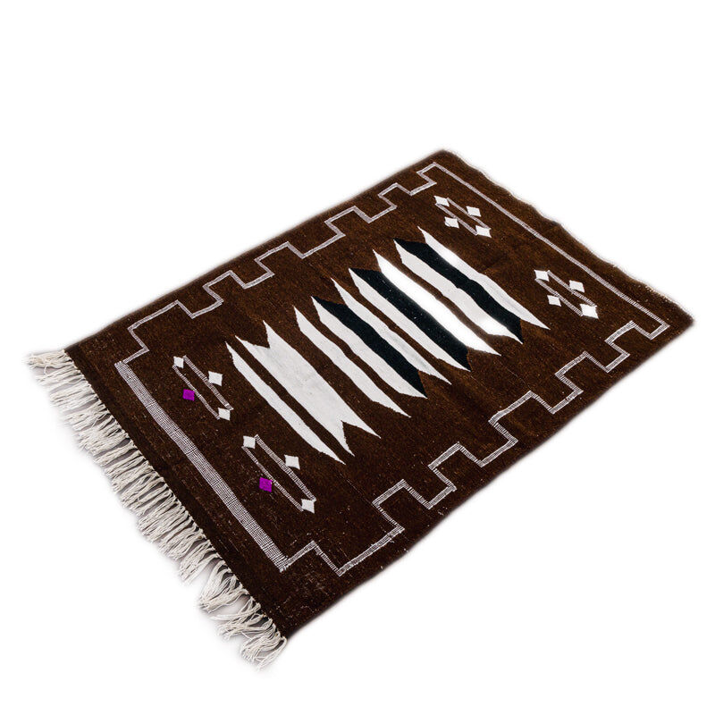 Moroccan brown ethnic carpet 103 X 145 cm