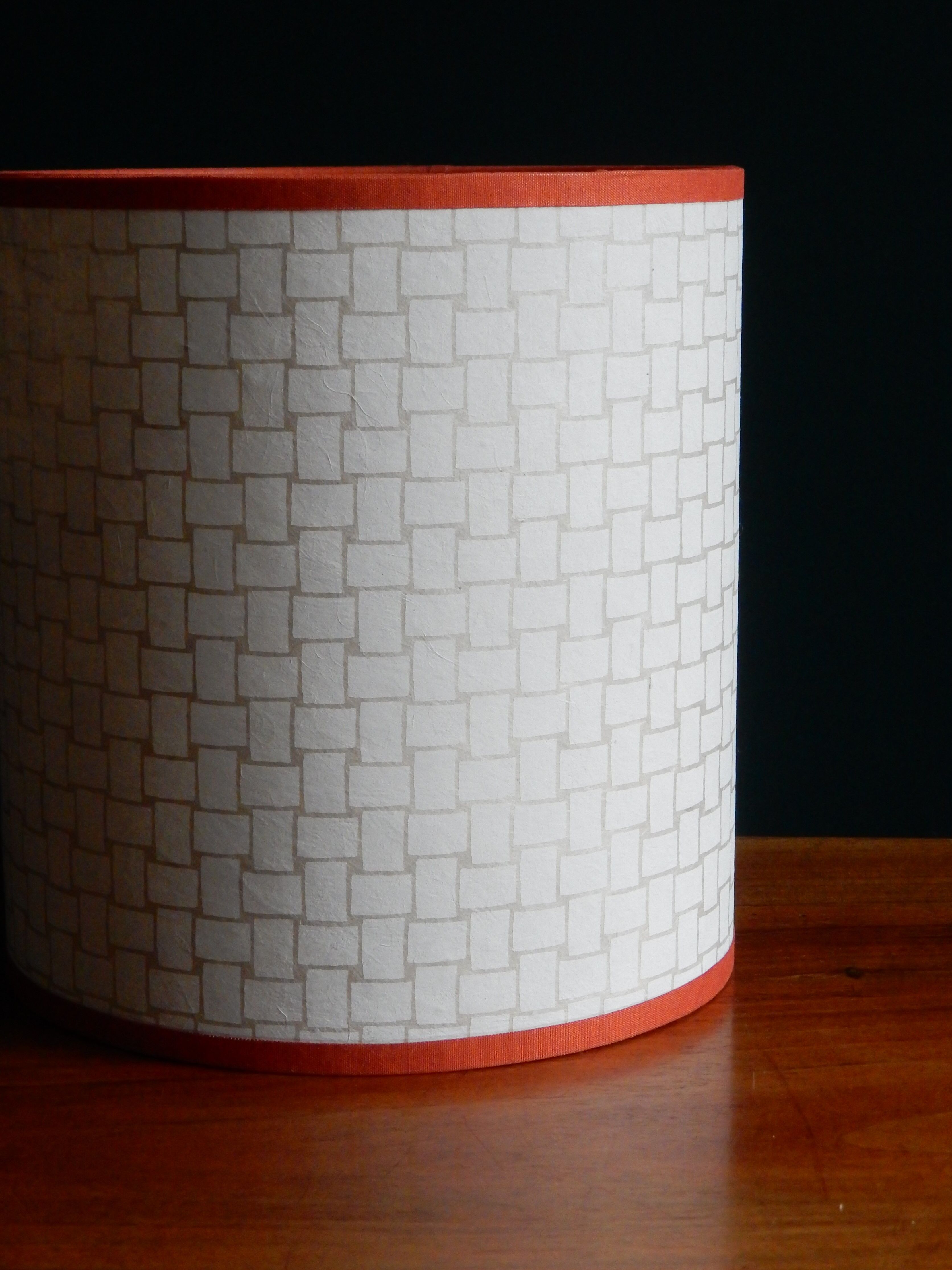 Nepalese paper cylindrical lampshade
