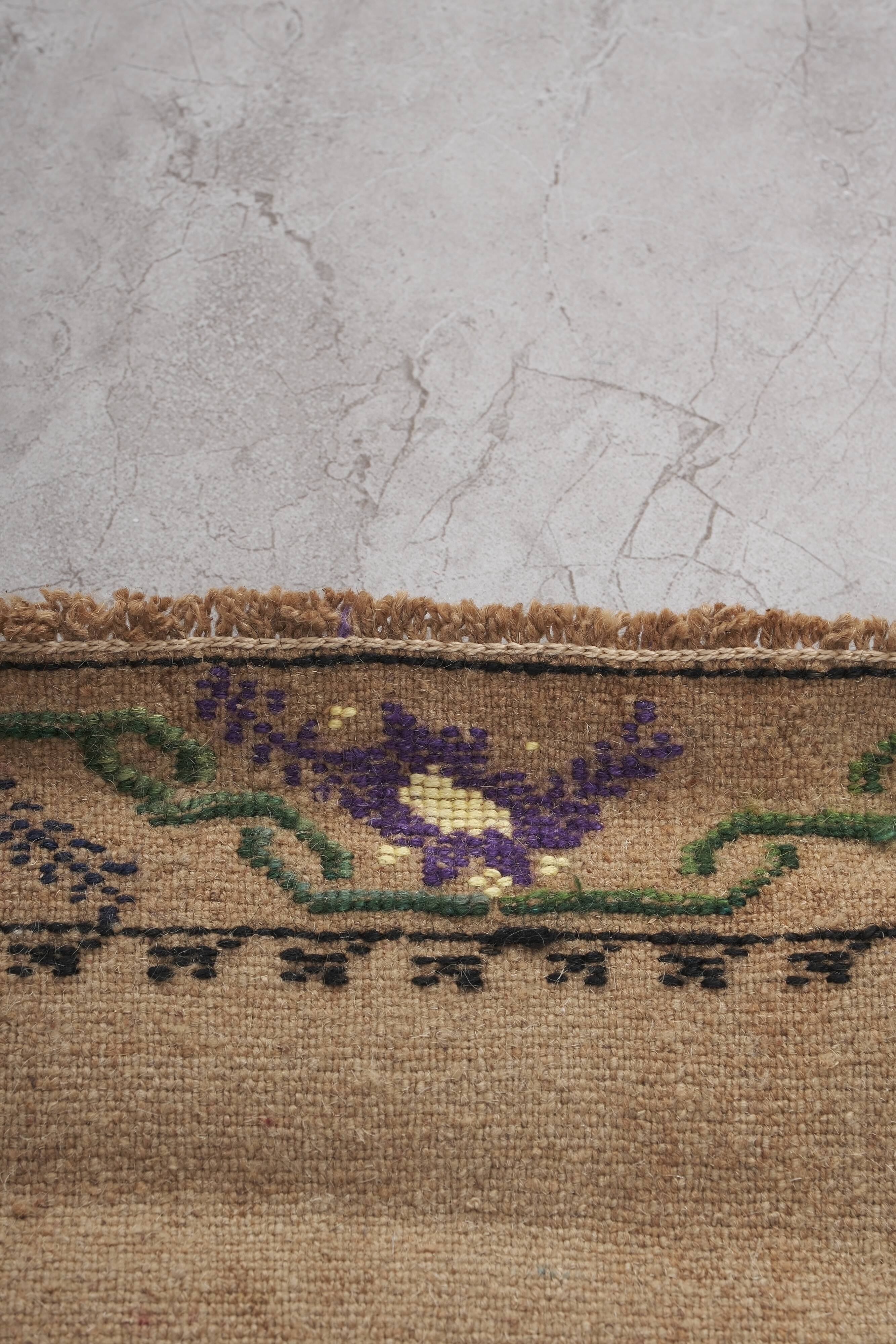 Vintage Turkish Oushak Rug Handwoven 52x409 cm