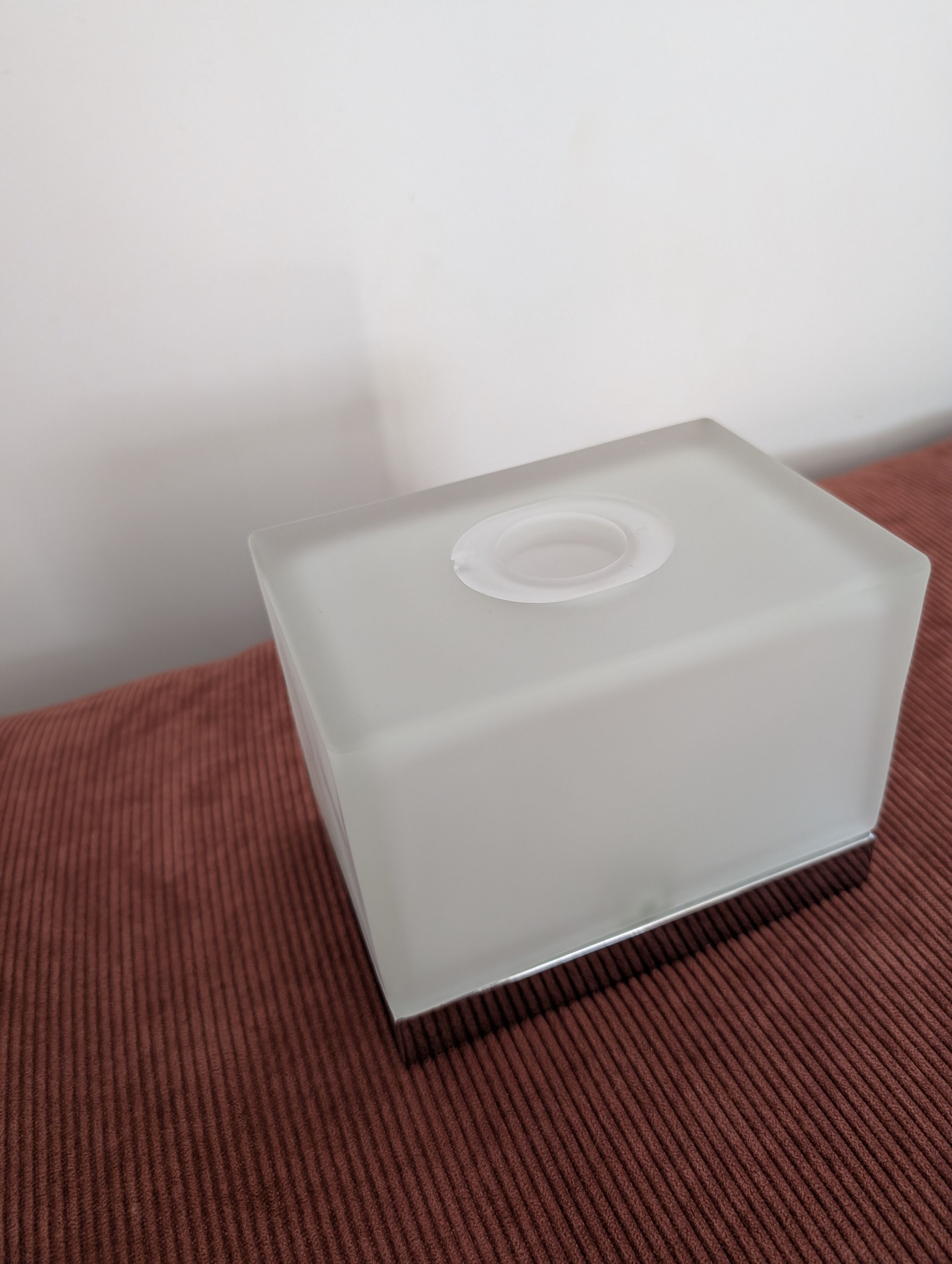 Night light - Chrome and Opaline Block
