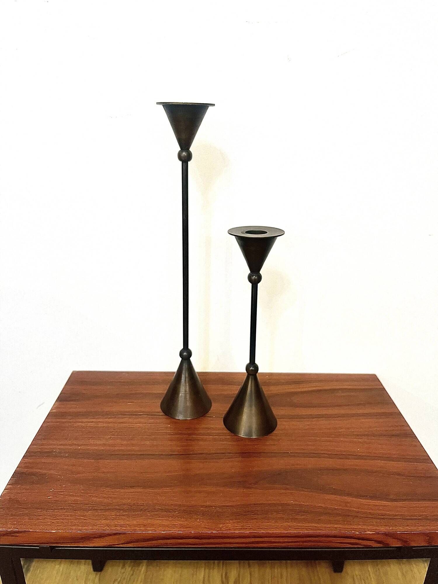 Pair of geometric Memphis candlesticks