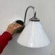Wall lamp in silver metal and white glass