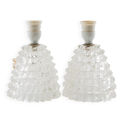 Paire de lampes de table en verre Murano Italie 1950