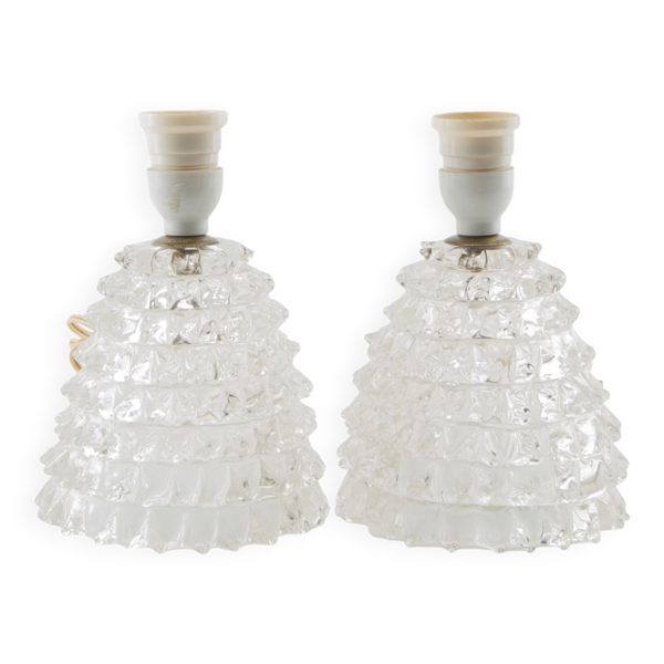 Paire de lampes de table en verre Murano Italie 1950