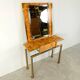 Vintage burl wood console with mirror, 1970s