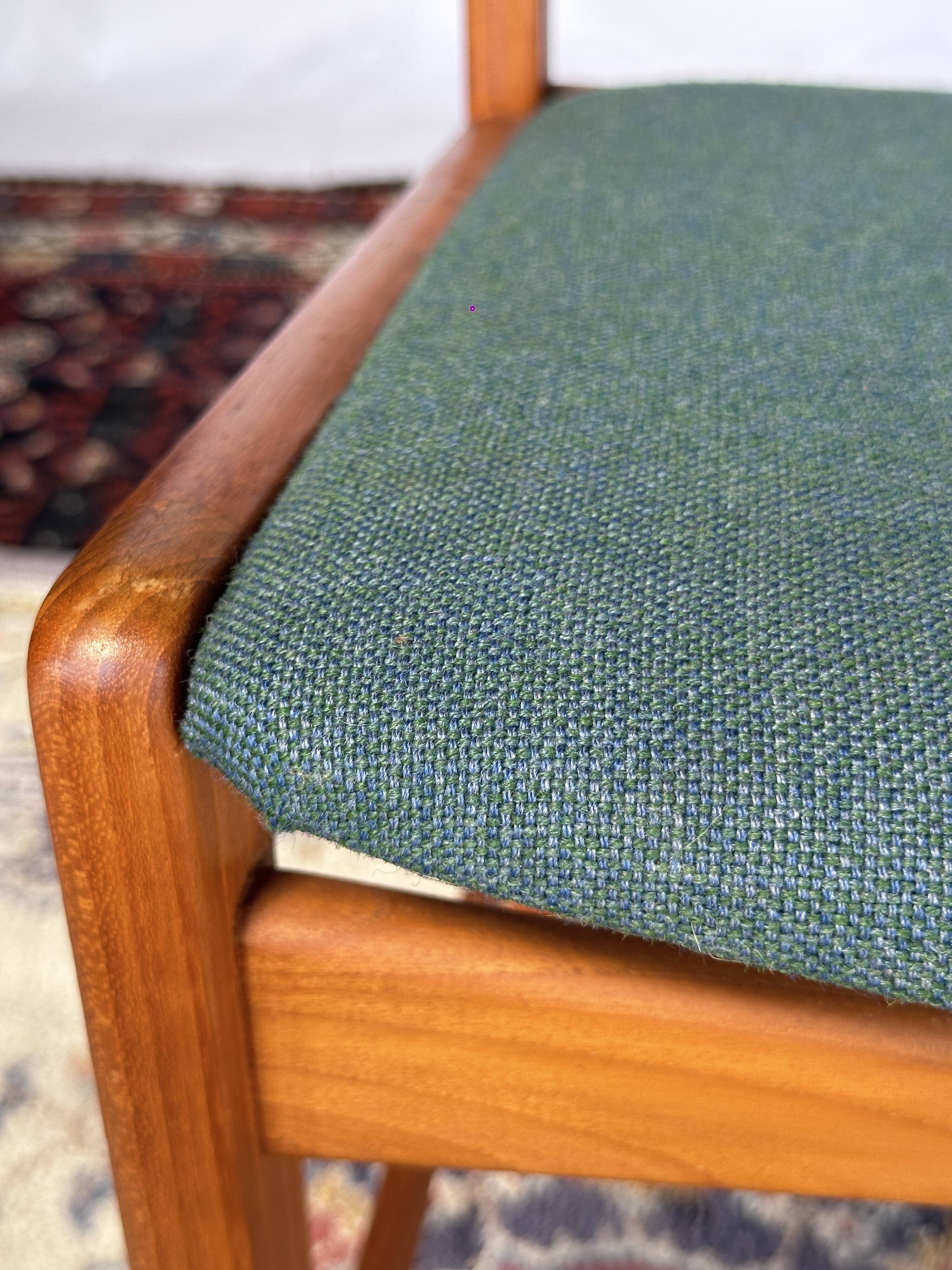 Set of 4 vintage Danish wood and wool chairs by Sax, Denmark 1960s