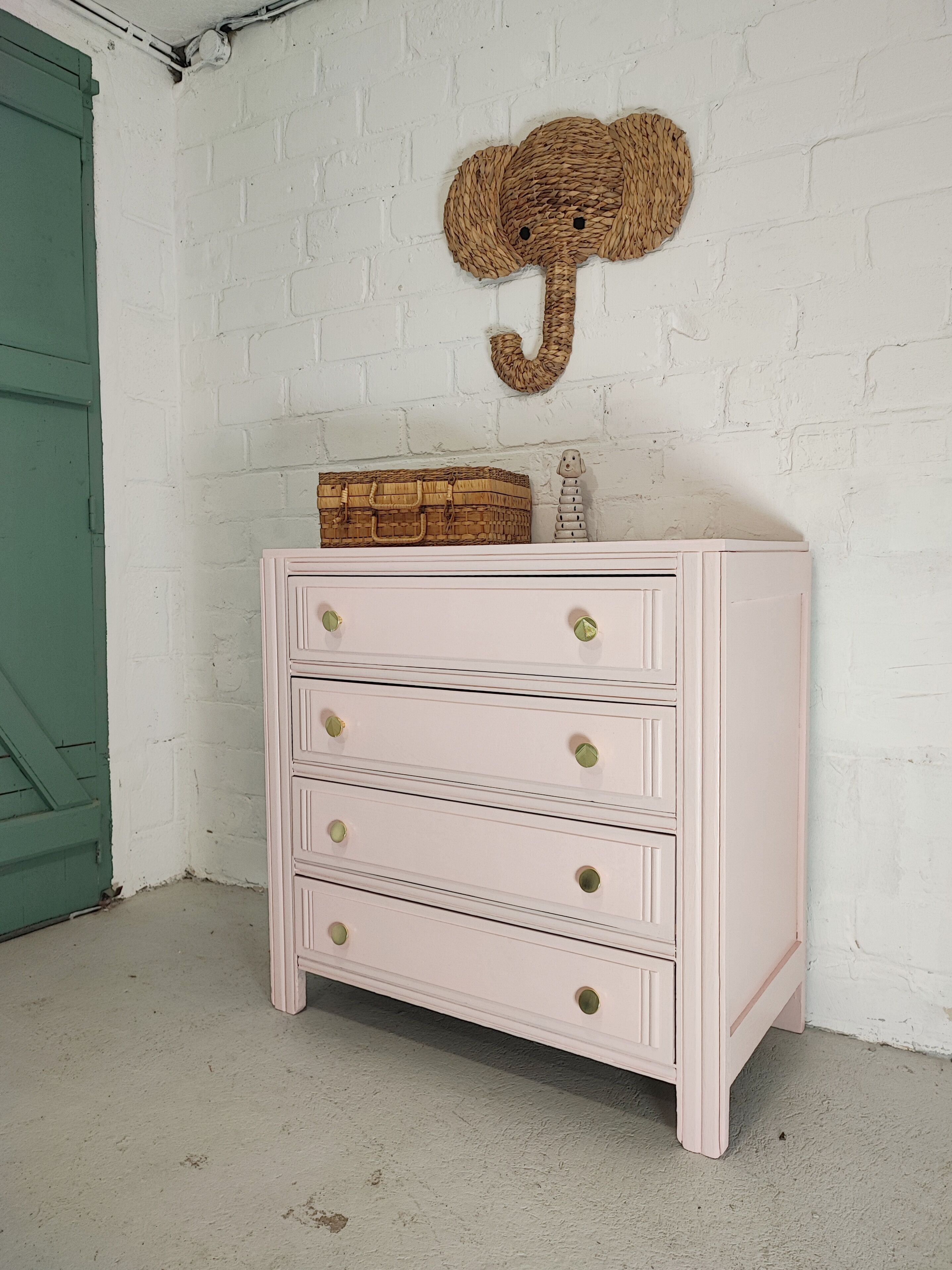 Pink art deco chest of drawers