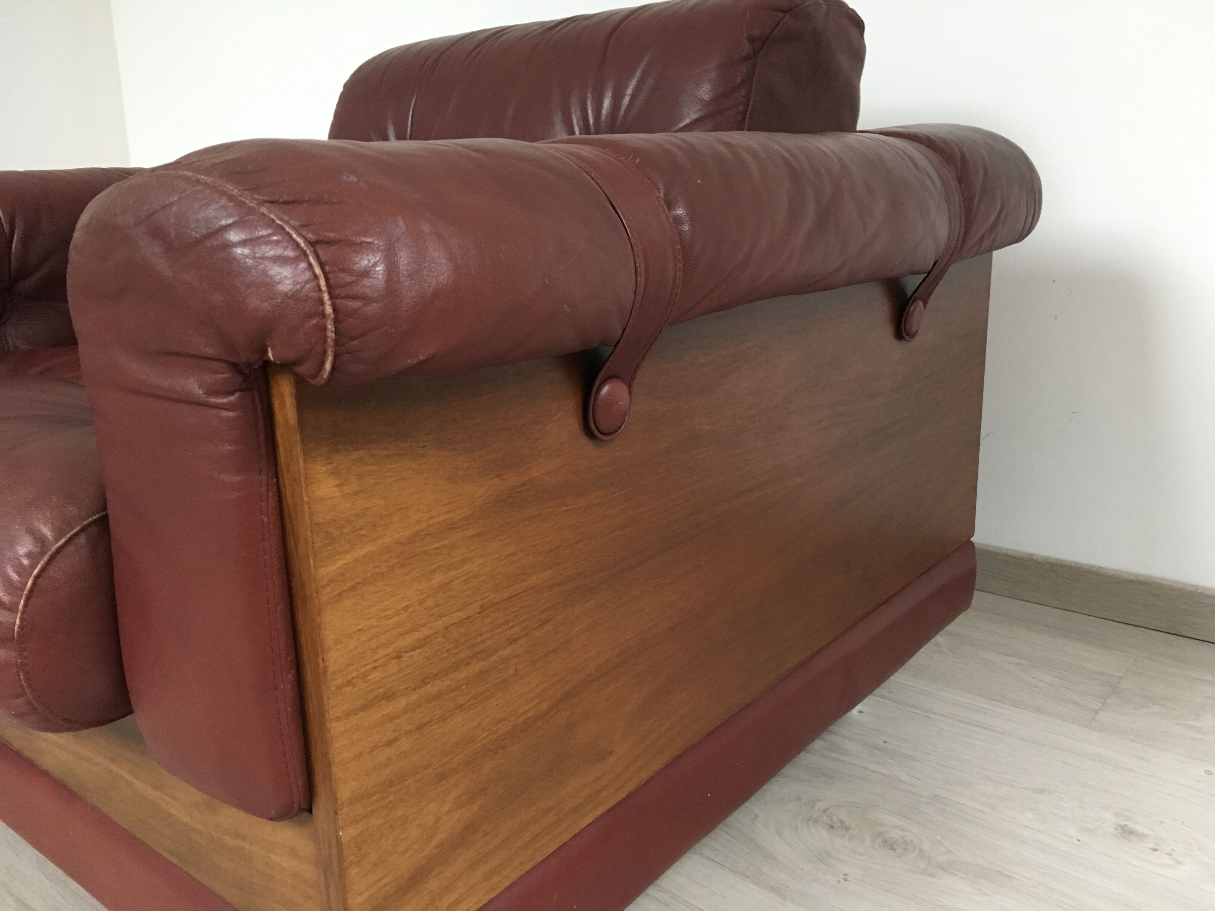 Leather armchair design, 60s