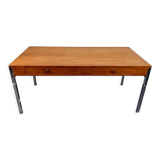 Scandinavian teak coffee table vintage chrome legs 1960