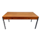 Table basse teck scandinave pieds chromés vintage 1960