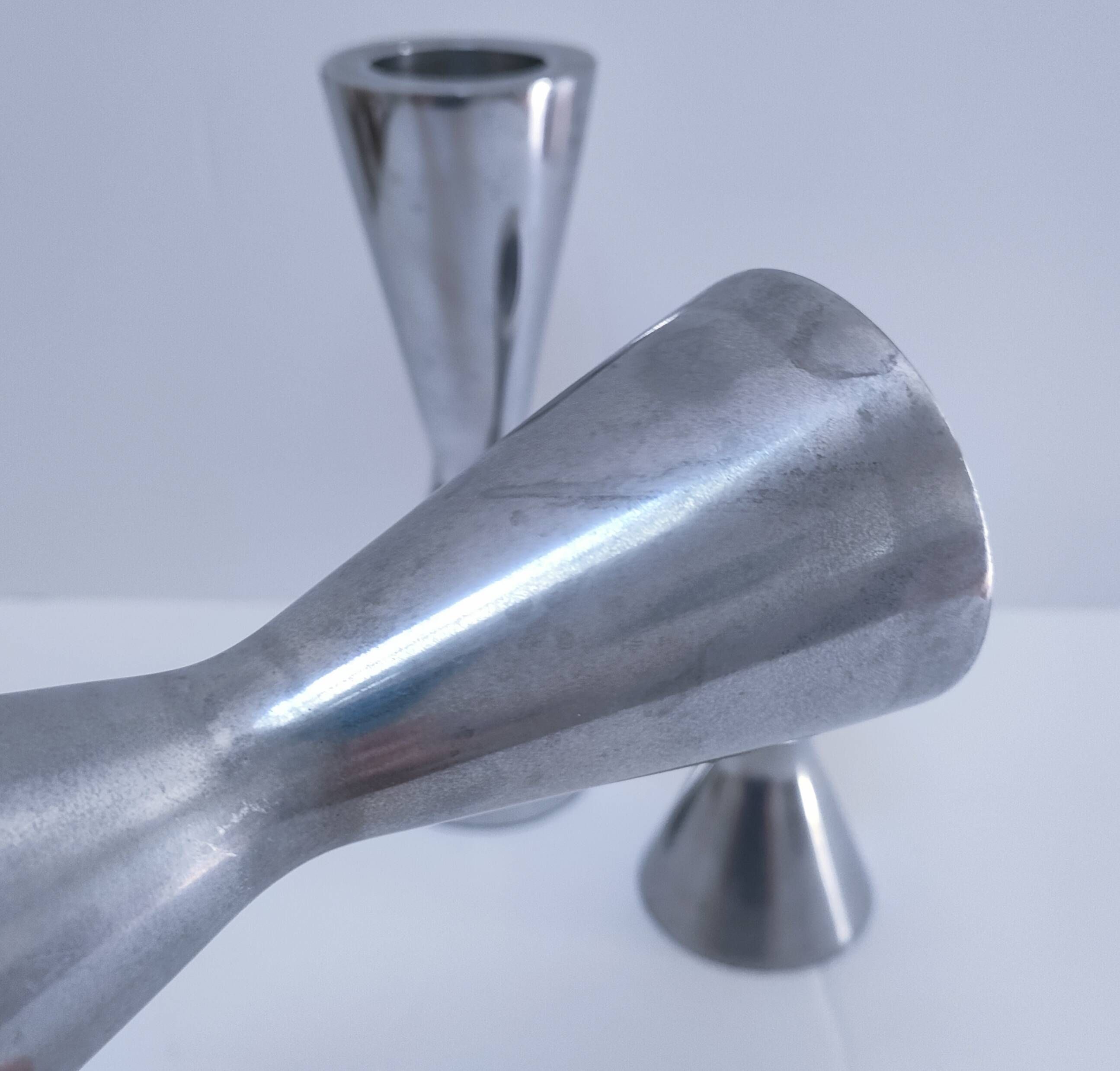 3 bougeoirs "diabolo" en aluminium, 1990