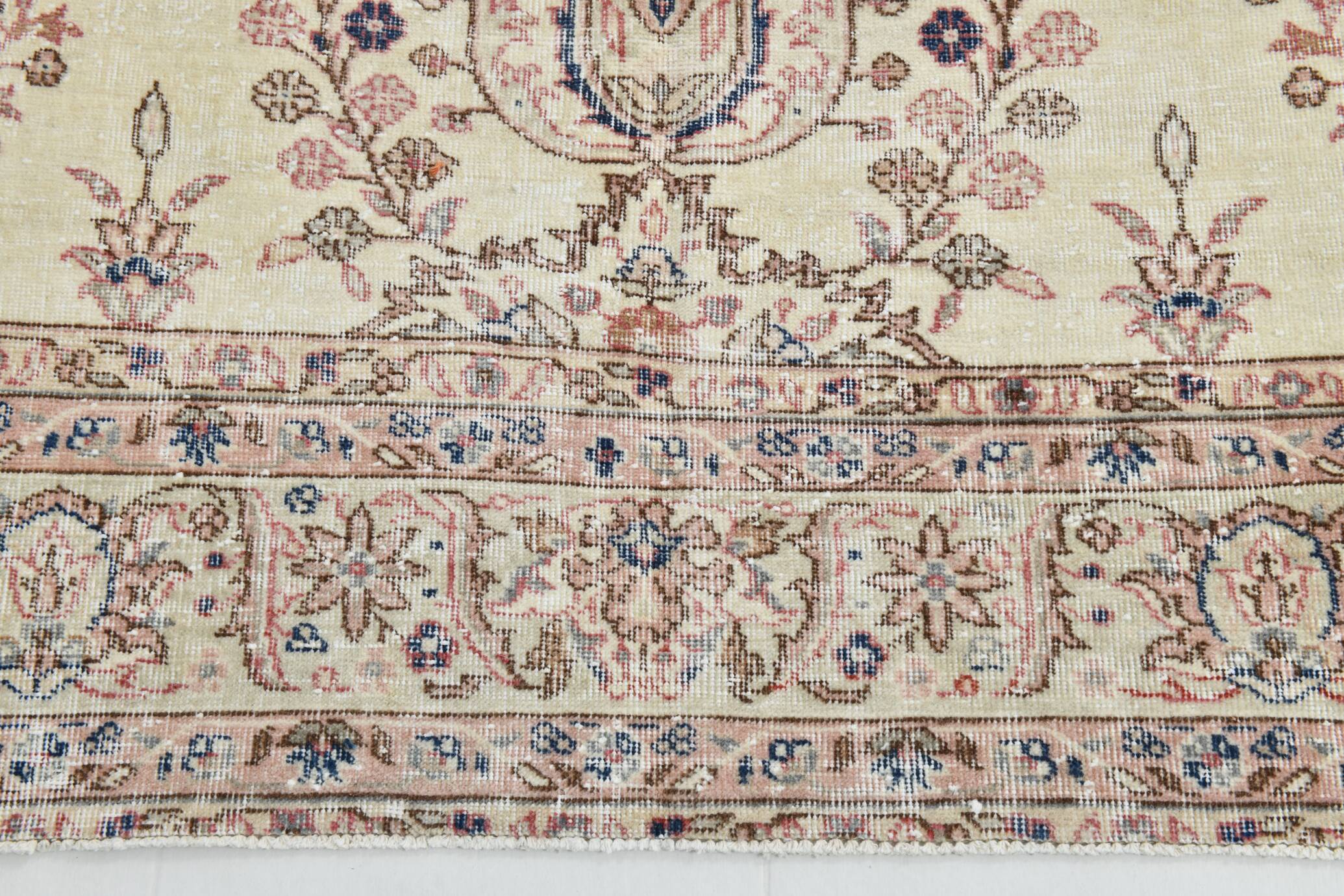 Soft Beige Floral Vintage Rug, One of a Kind Vintage Rug, 277x354 Cm