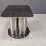 Ecthed metal brutalist side table, 1970s