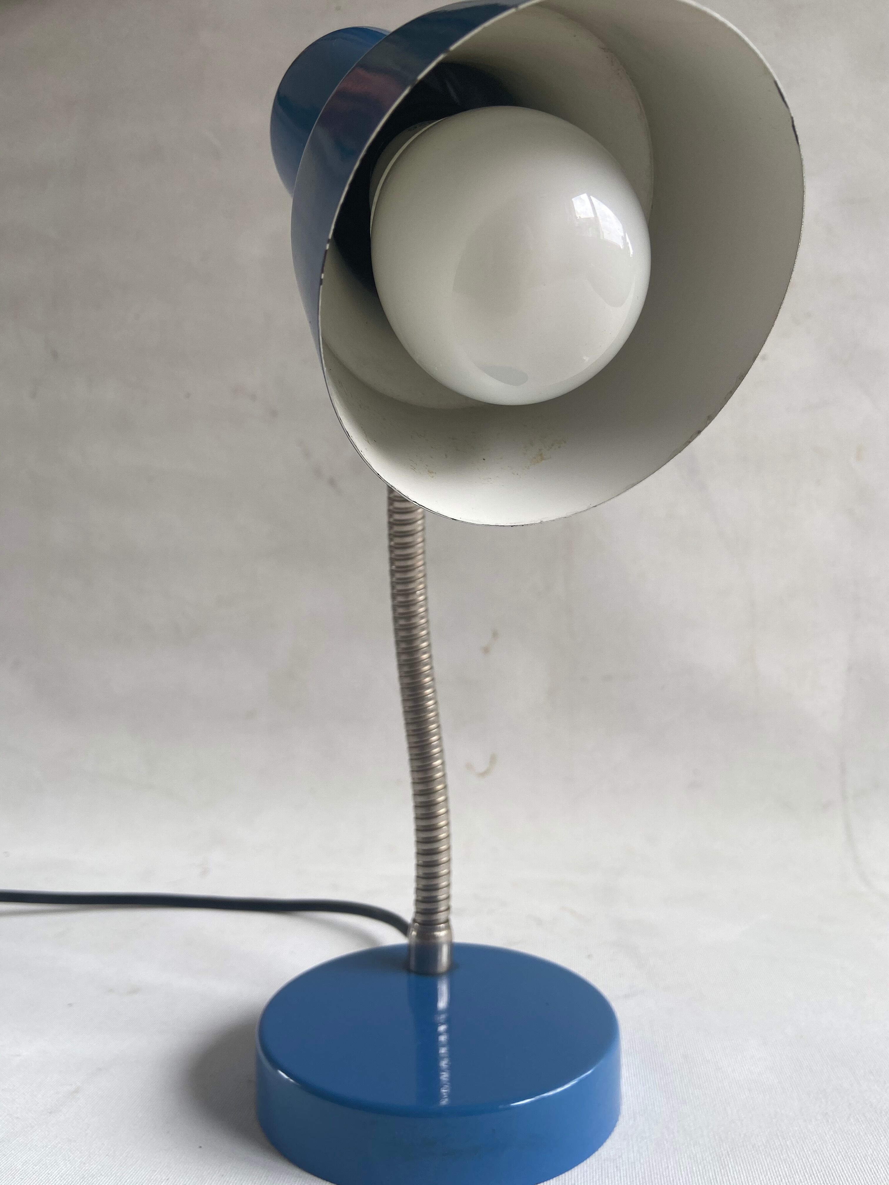 Blue industrial table lamp