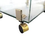 Vitrine en verre vintage / présentoir sur roulettes