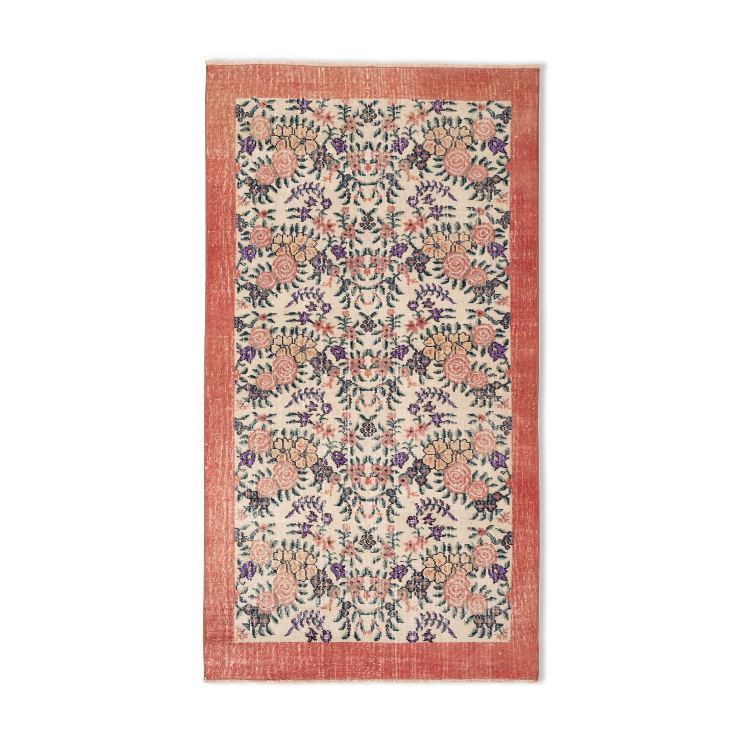 Vintage Turkish Sparta Floral Rug, 1970s