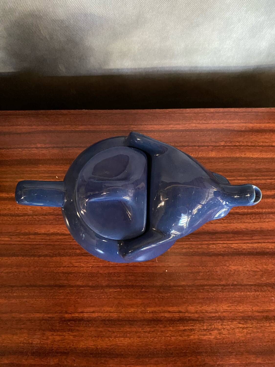 Antique elephant teapot blue ceramic vintage collection