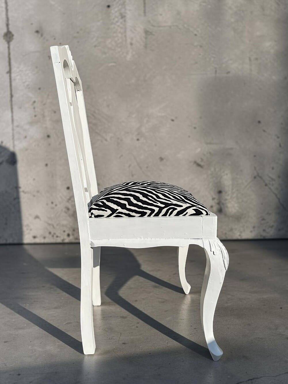 Antique Baroque chair redesigned in Zebra fabric