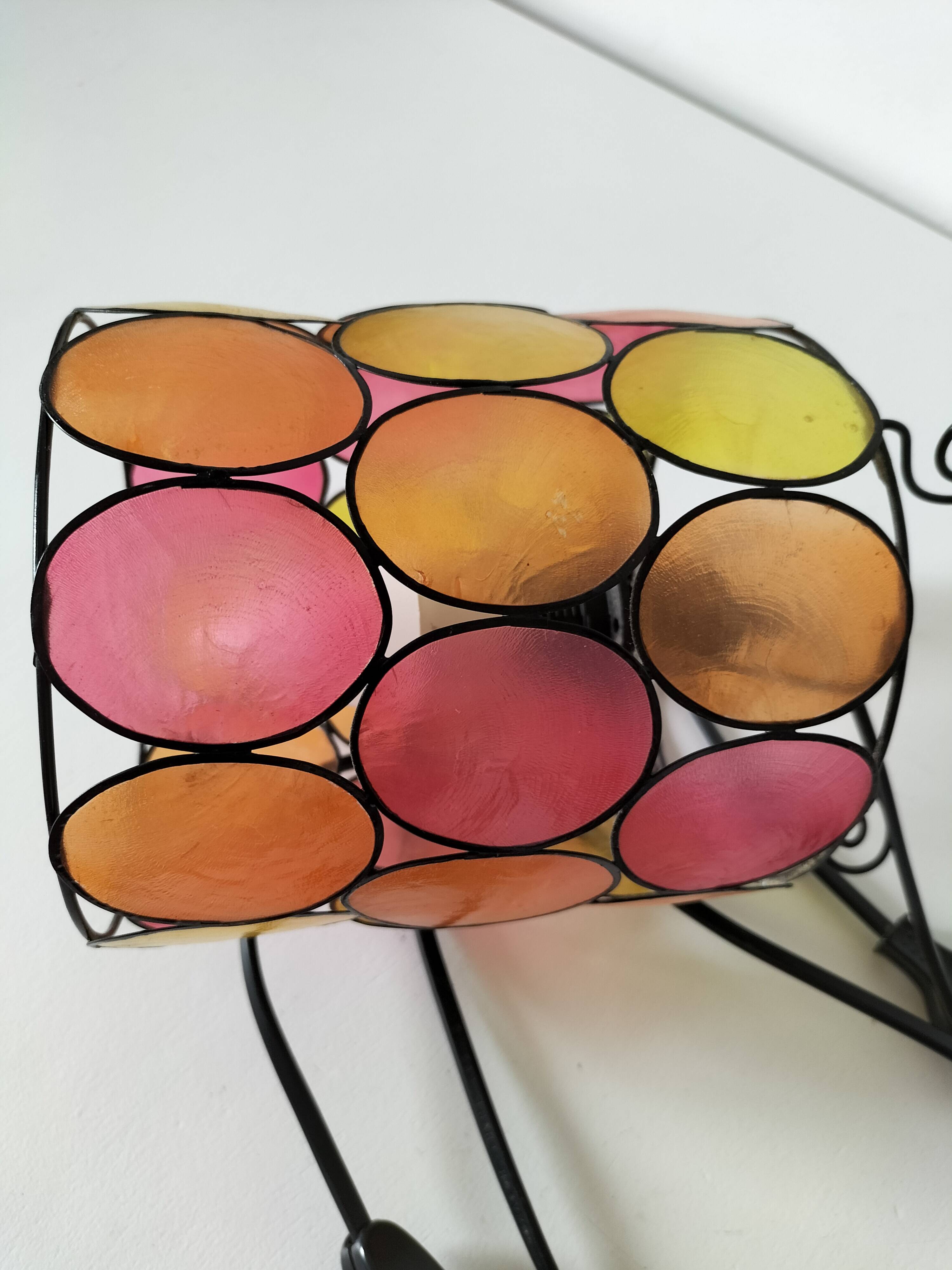 Bohemian mood lamp in Capiz shell and metal - Asian crafts