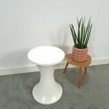 Tabouret en plastique blanc table à plantes vintage