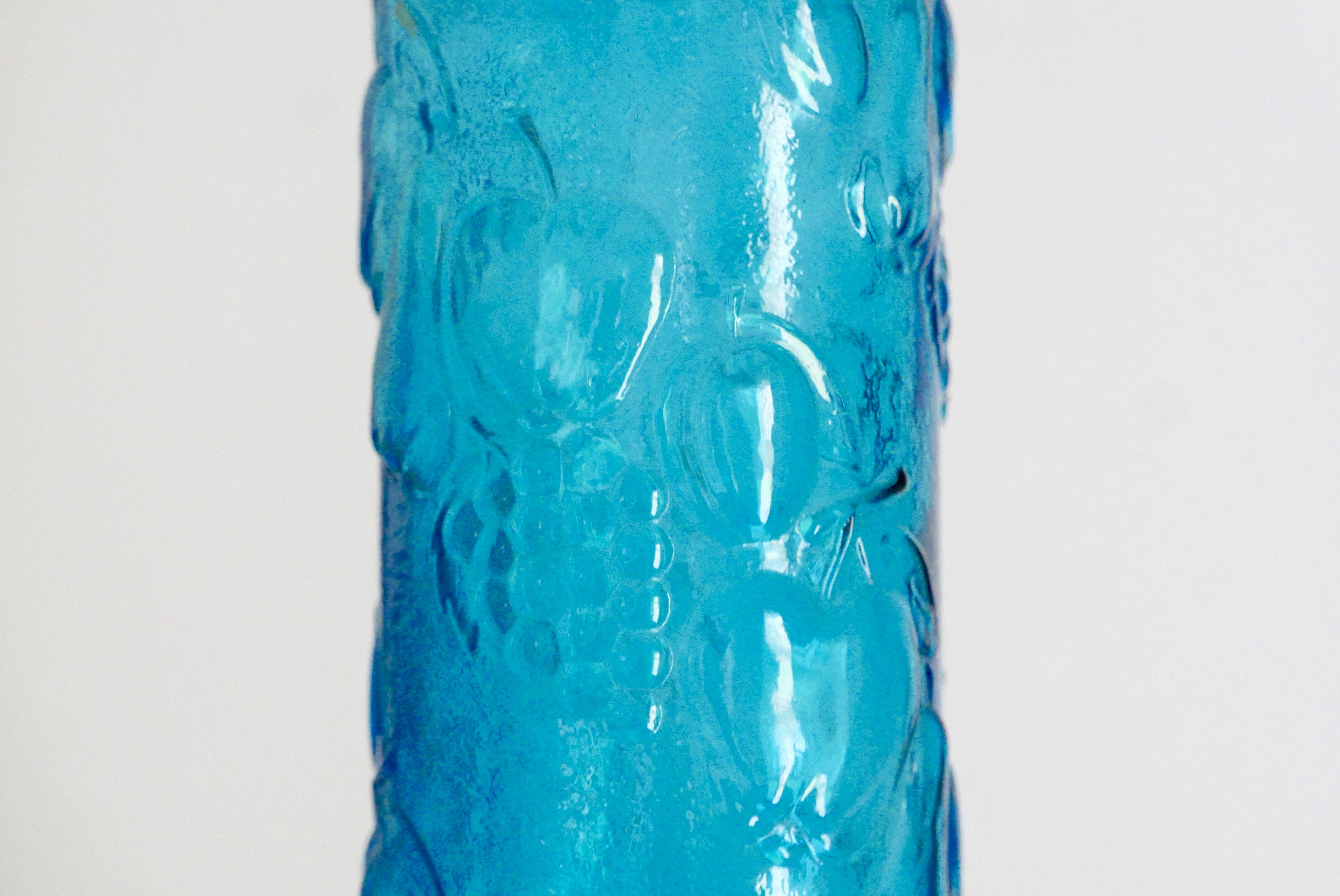Italian bottle in blue glass, 60s