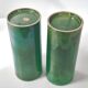 Pair of vintage 1950 rolled vases green ceramic signed 50s 1950s