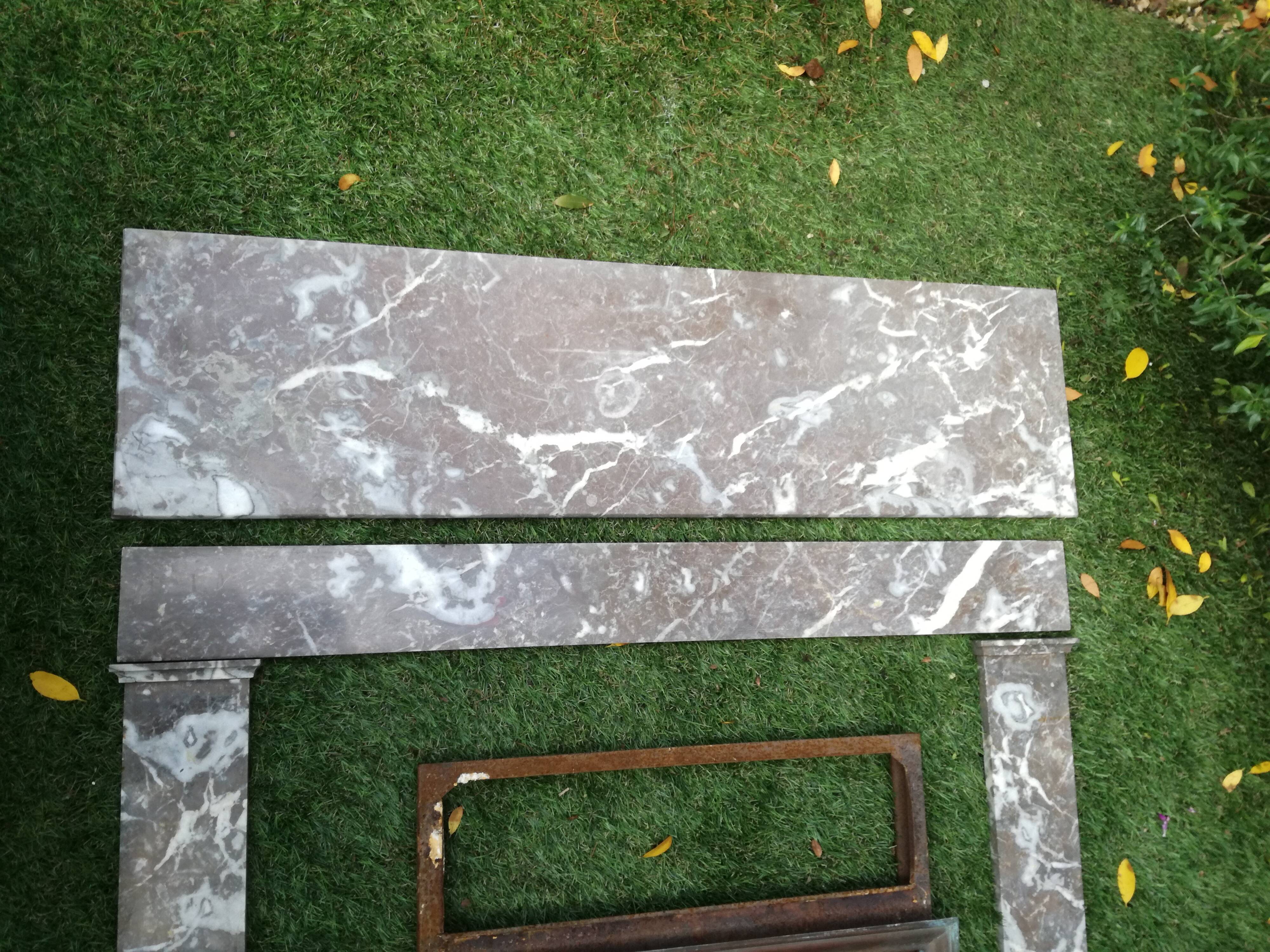 Grey marble fireplace