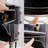 Napoleon III style dressing table in black lacquered wood and 3 mirrors
