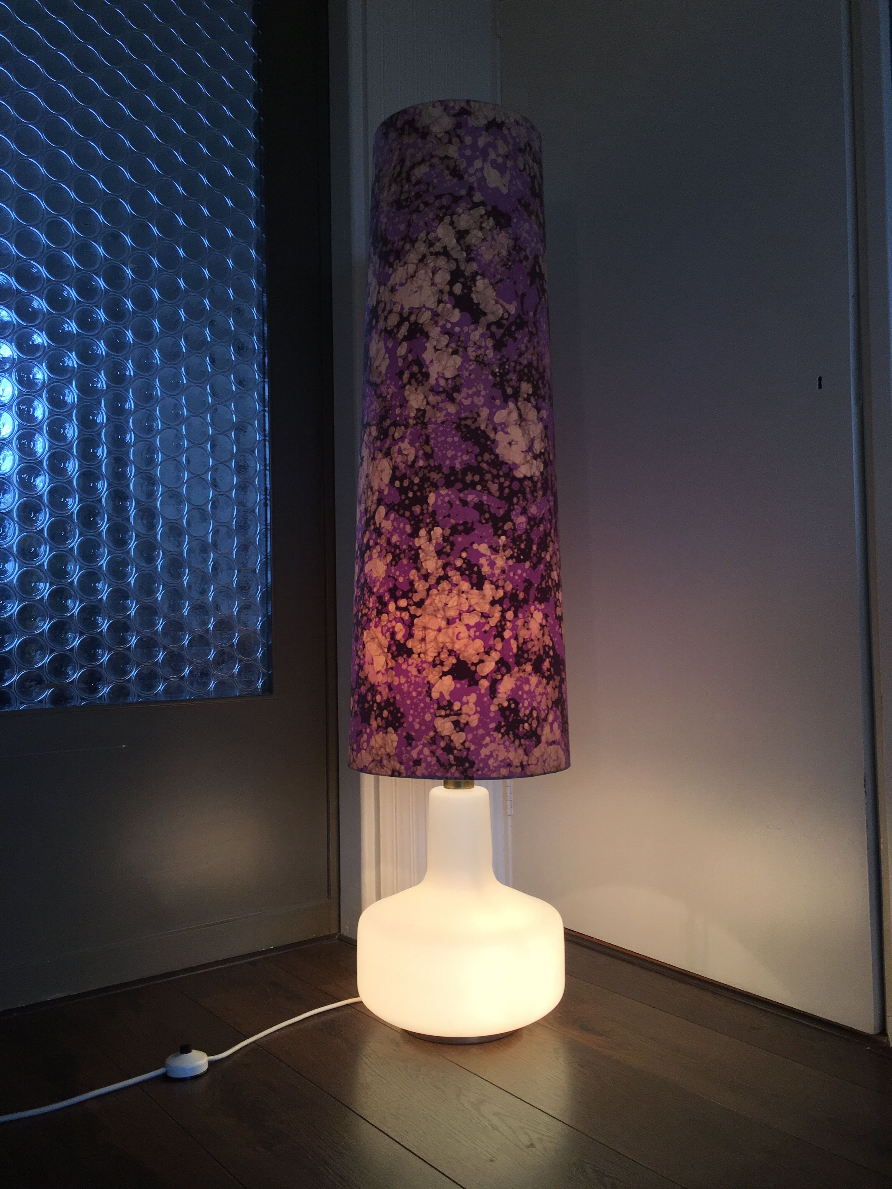 Mid-Century Pink & White Glass Floor Lamp