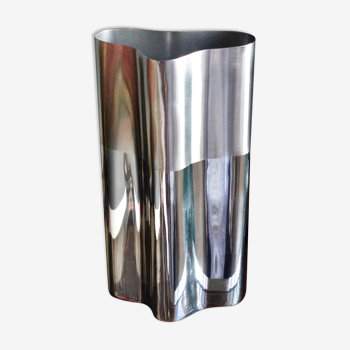 Vase en métal chromé et brossé design industriel