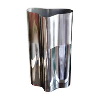 Vase en métal chromé et brossé design industriel
