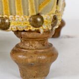 Reposes, bois ottoman et tissu rayé