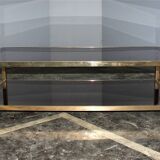 Coffee table with bronze mirror band by Belgo Chrom, 1970s.