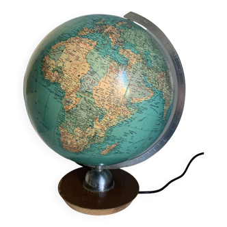 Globe vintage 1960 terrestre JRO Verlag bois PVC - 43 cm