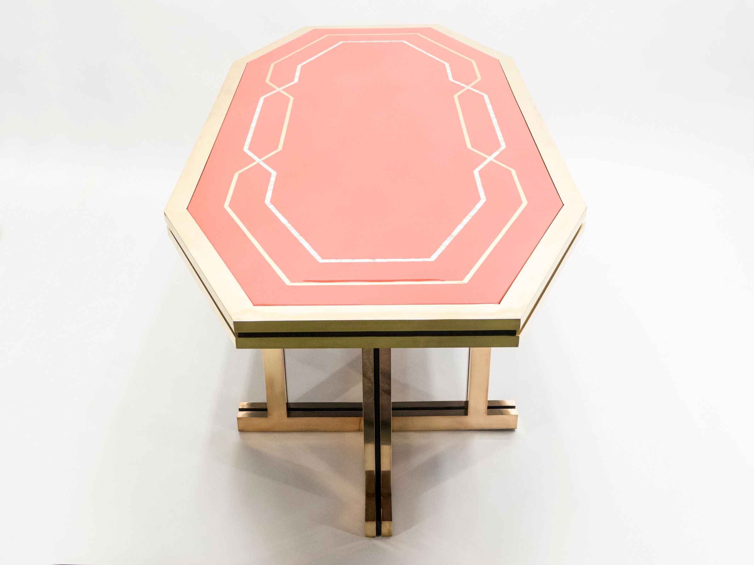 Red brass lacquered table  1970