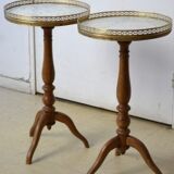 Two round tripod coffee tables louis xvi style