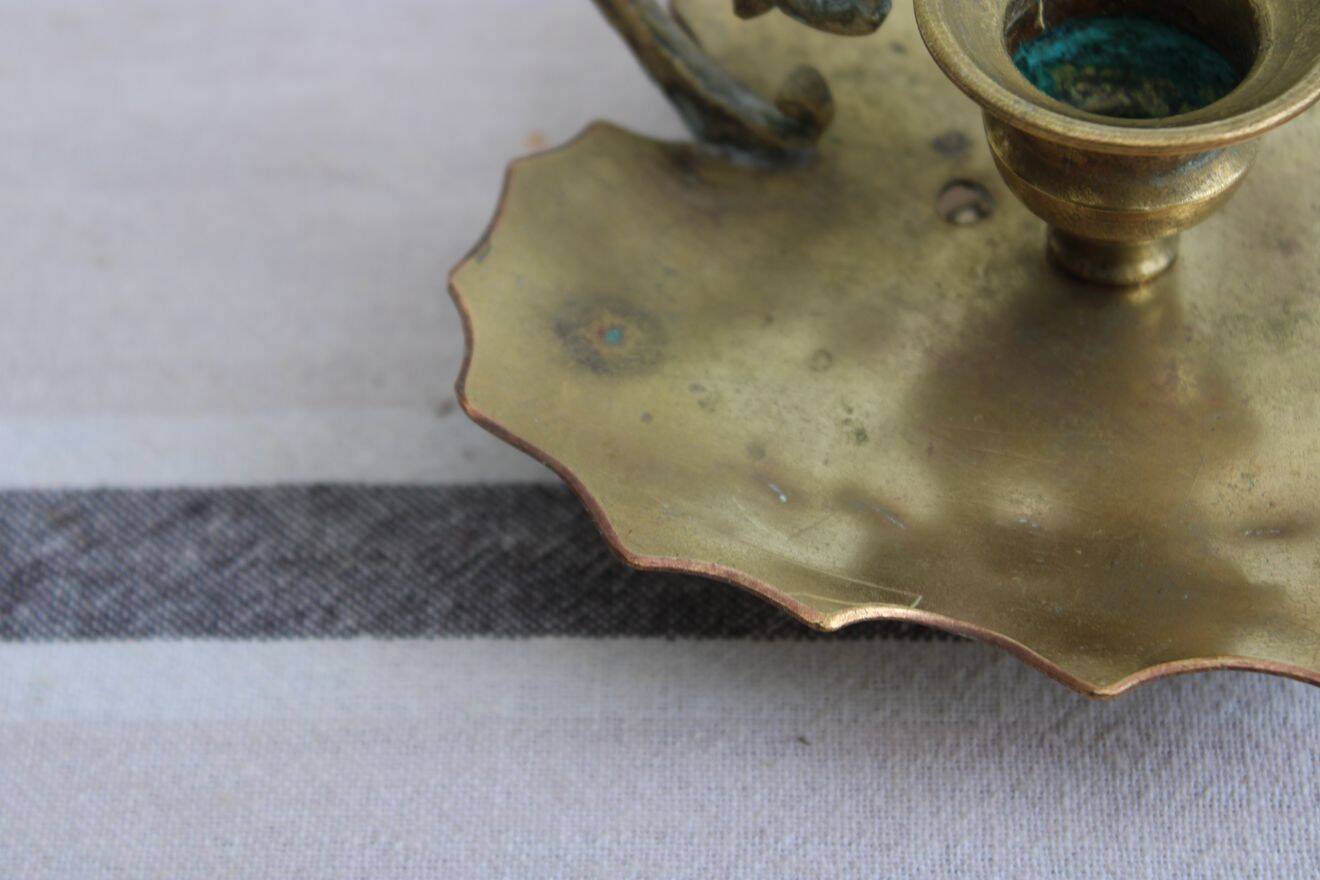 Gold-plated brass candle holder