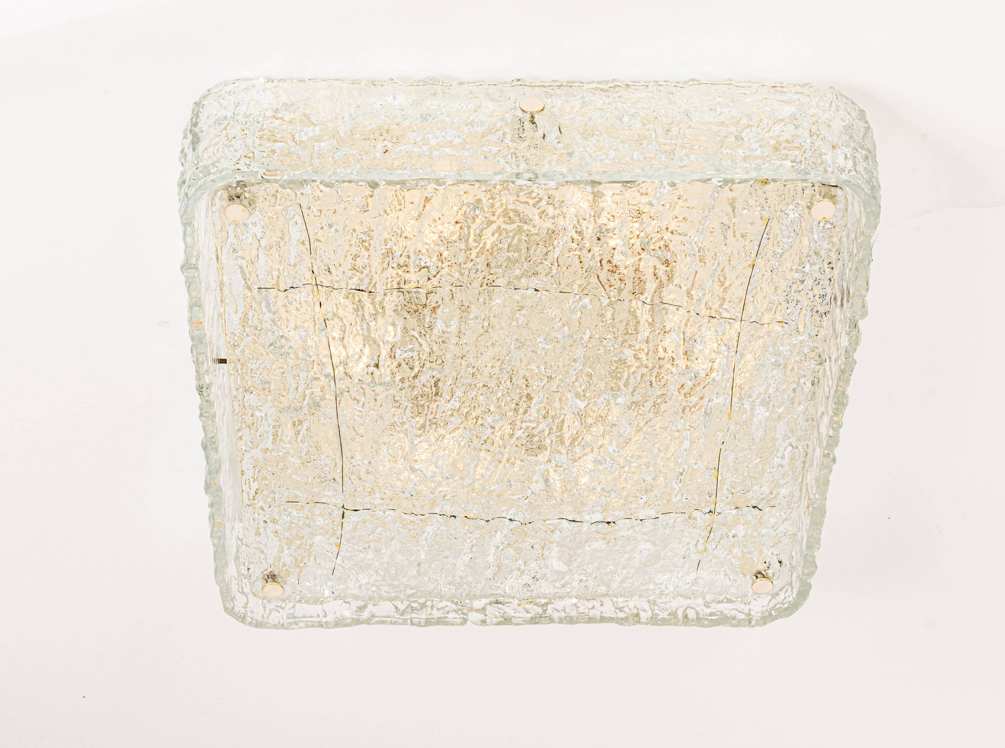 Square glass ice Murano ceiling light, Kaiser, Germany, 1970s