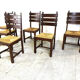 Vintage oak and wicker brutalist dining chairs, 1960s