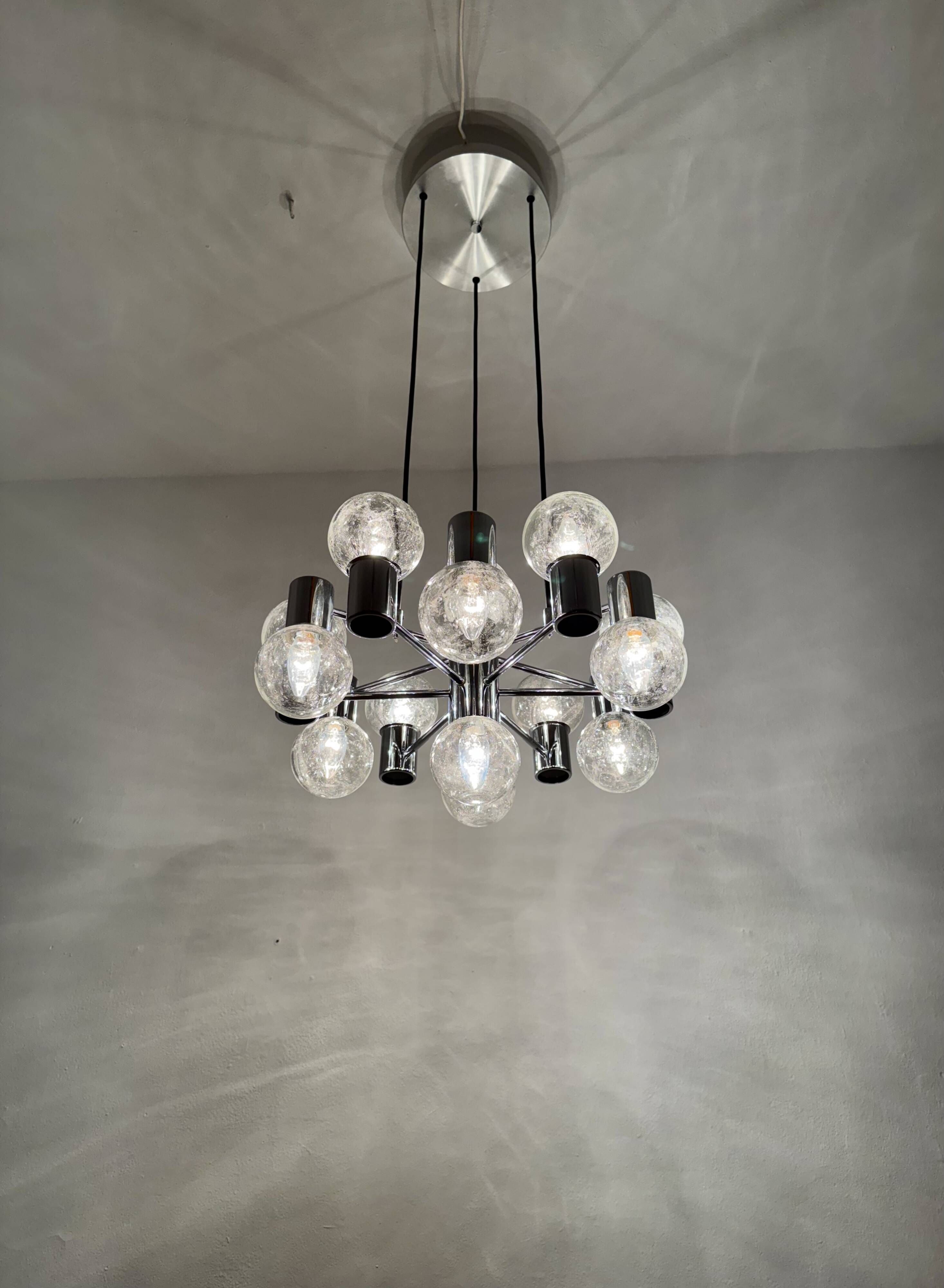 Chromed 1970s Sputnik Chandelier by Doria