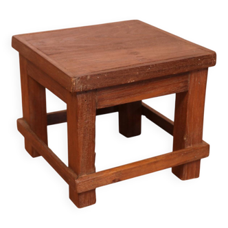 Table de chevet d’atelier en teck birman