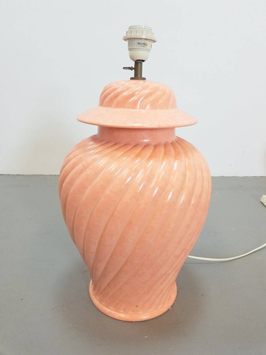 Large Table Lamp in Pink Ceramic from Kostka, 1980