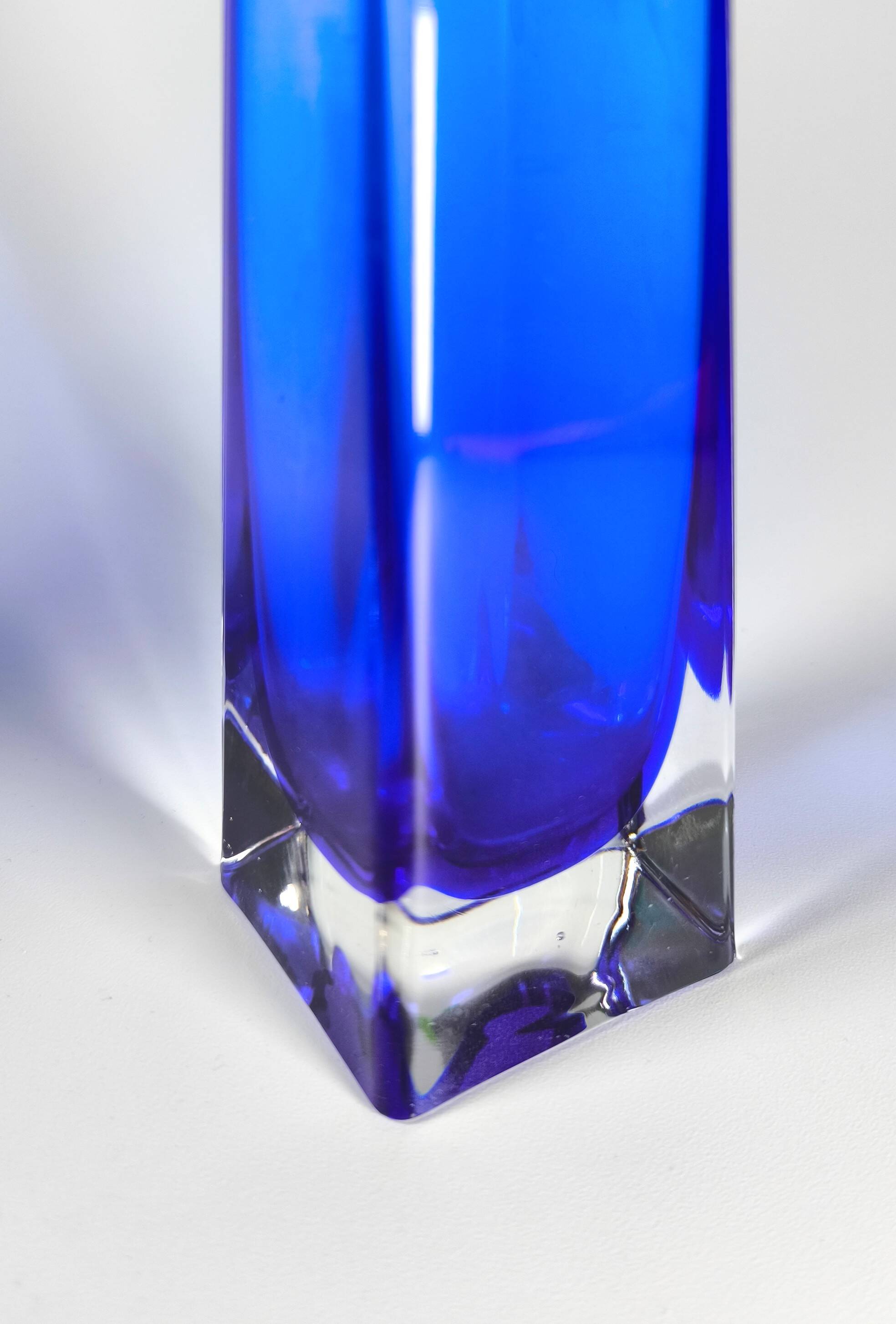 Murano Crystal Jarrones Sommerso Azul Cobalto